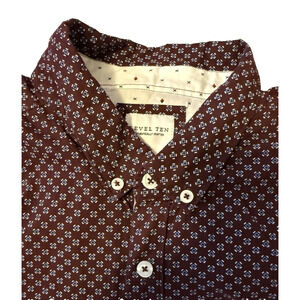 Level‎ Ten Men’s XL Retro Preppy Short Sleeve Button Down Shirt Business Office